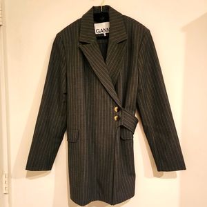 Ganni Grey Stripe Blazer
